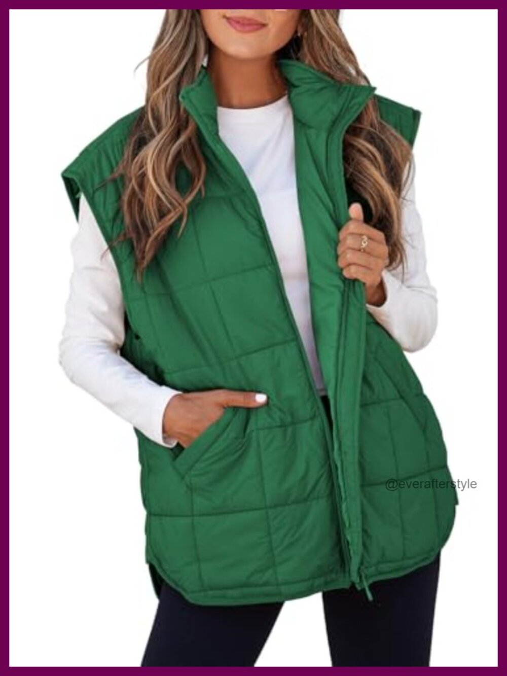 Women Puffer Vest Quilted Cap Sleeve Zip Up Warm Winter Layering Vest